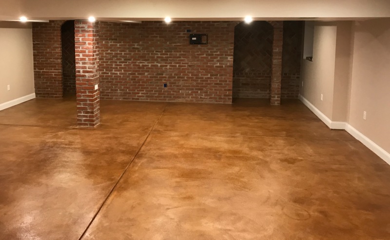 A Guide To Stained Concrete Basement Floors how-much-does-it-cost-to-build-a-basement-cost-managing-finishing