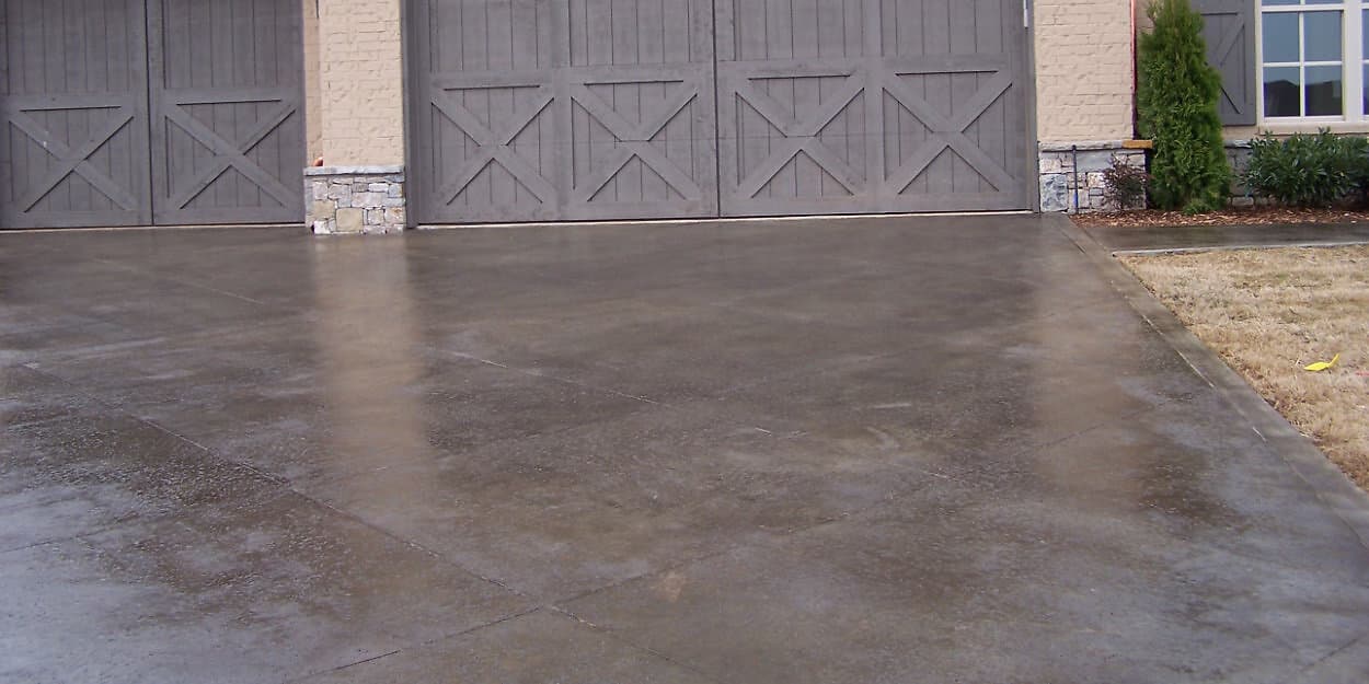 Concrete acid stained driveway gray