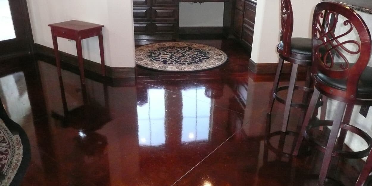 Concrete floor acid stained