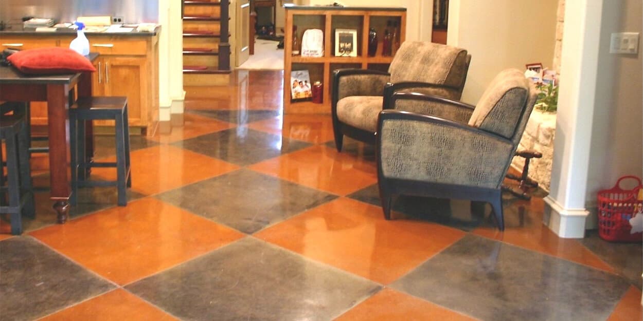 Concrete Checker Stained Floor