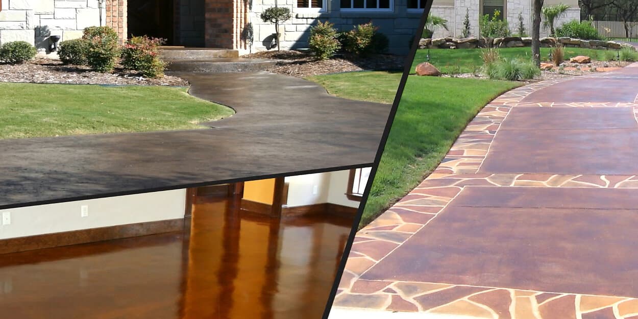 pictures of stained concrete floors, driveways and art projects