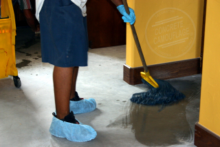 mopping a concrete floor