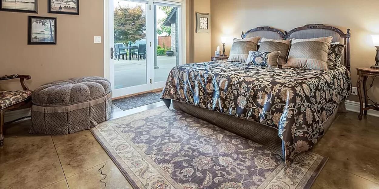 Concrete Stained floor in a bedroom