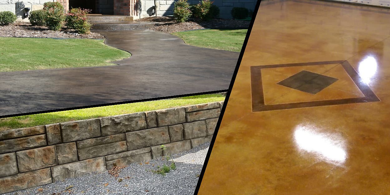 pictures of stained concrete floors, driveways and art projects
